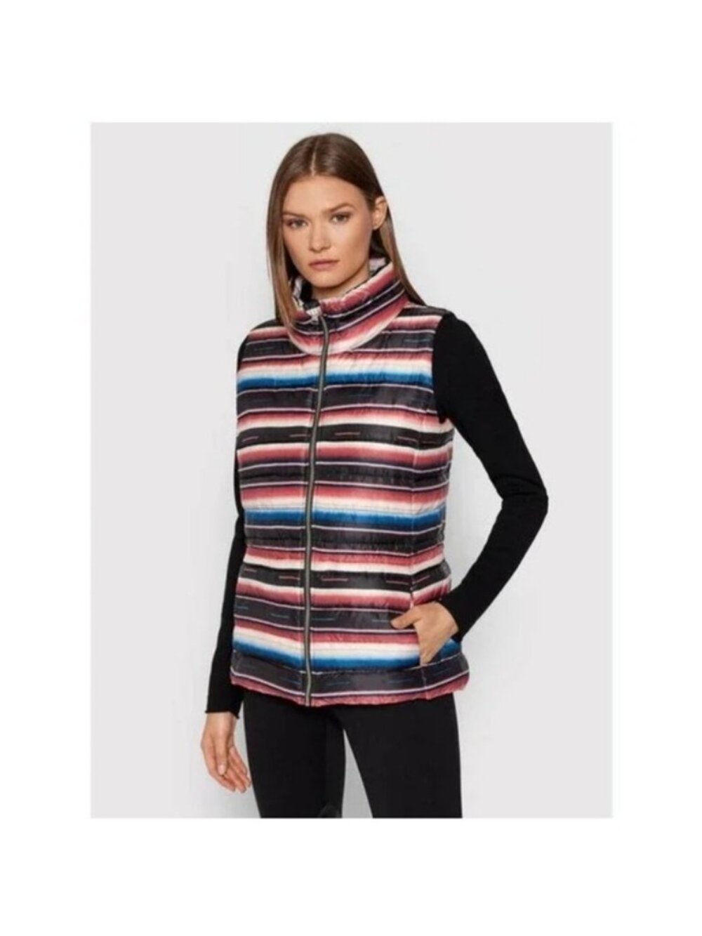 LAUREN Ralph Lauren VEST Blanket-Stripe Packable Quilted size Small
